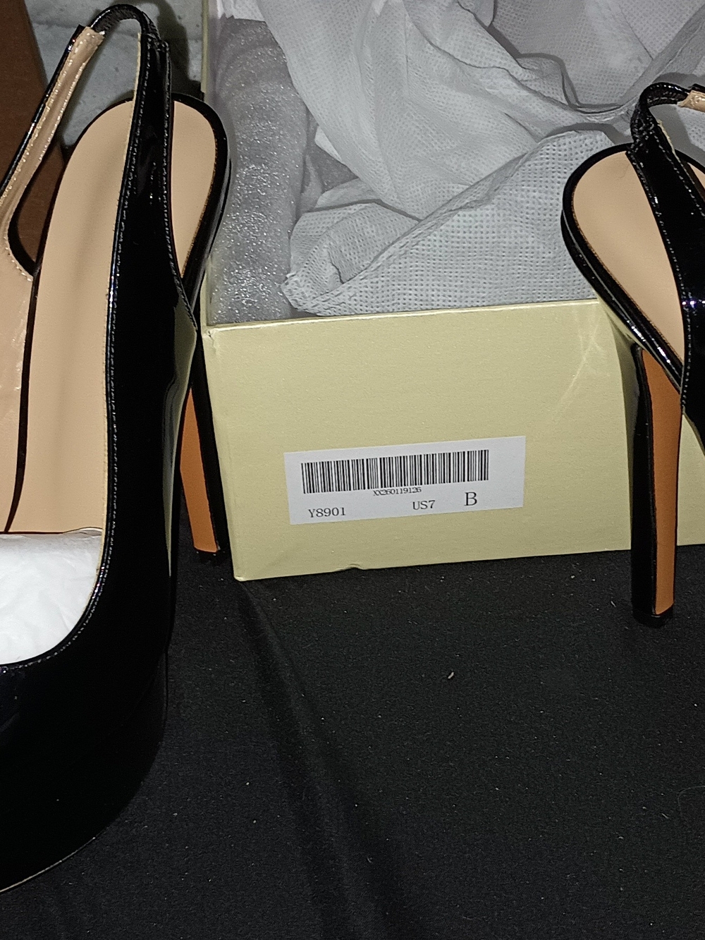 Onlymaker, Size 7. RARE! Black Patent Slingback Platform Heels